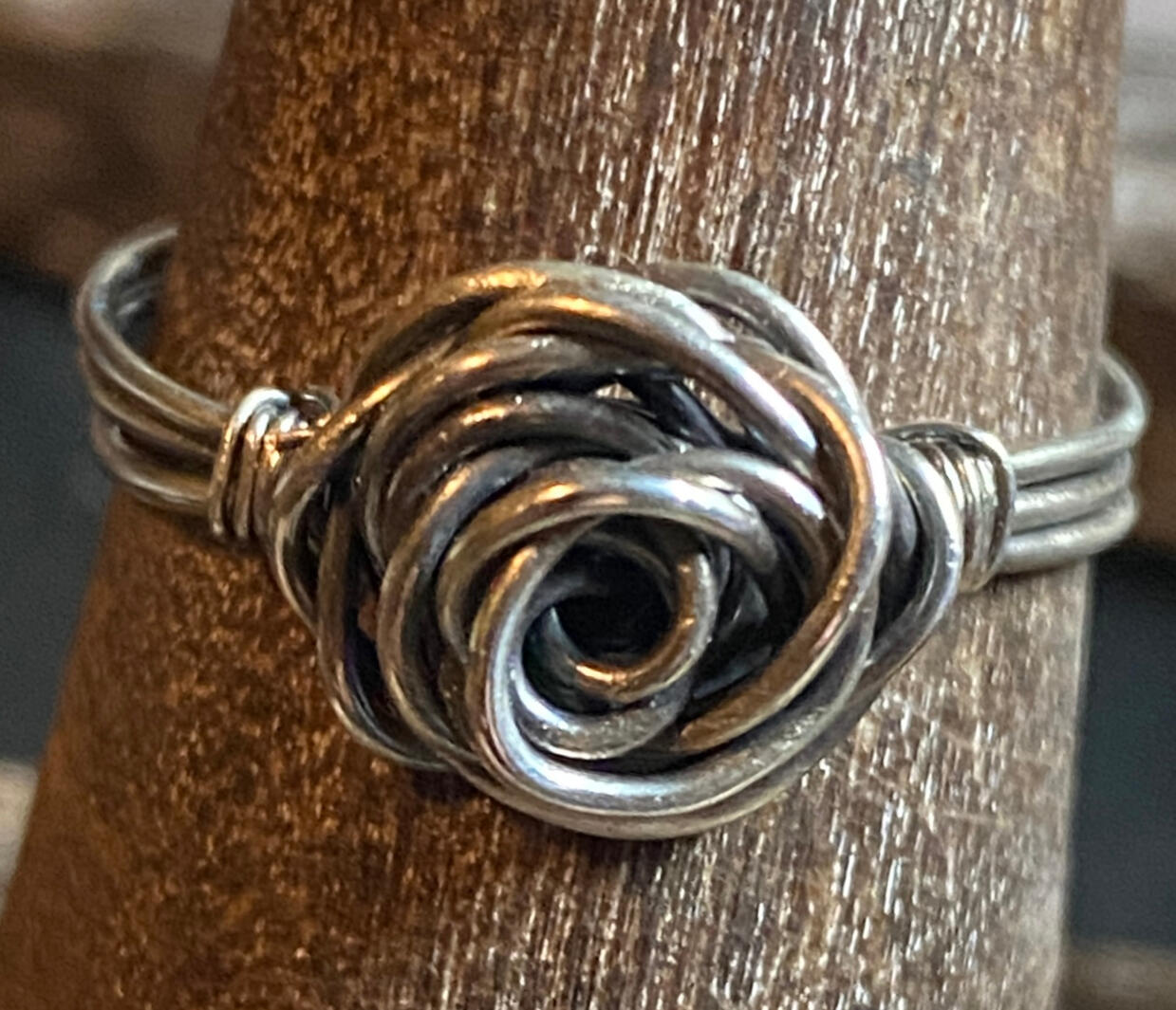 Antiqued Sterling Silver Rose Ring