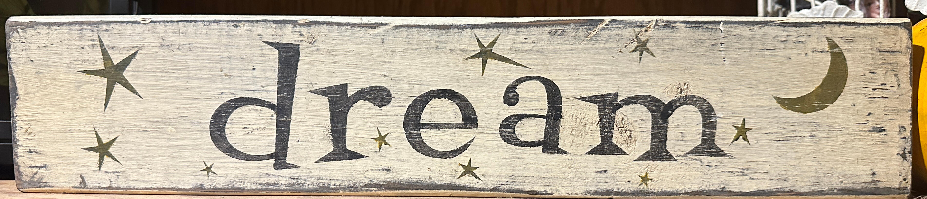 Hand Stenciled "Dream" Block